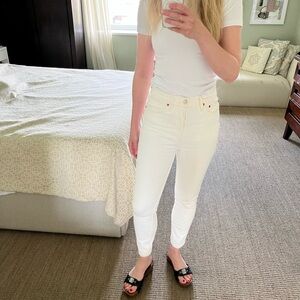 Re/Done 90s High Rise Ankle Crop Jeans in cream, size 27